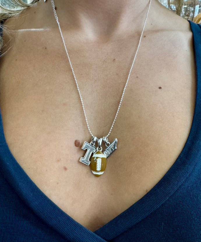 Power T Football and State of TN Charm Necklace