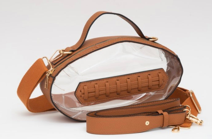 Brown Football Clear Bag