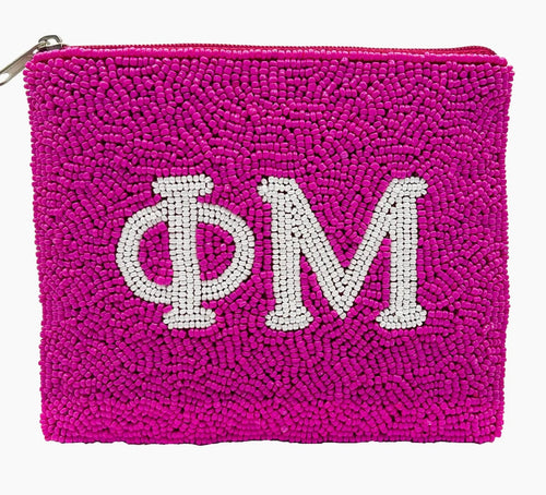 Phi Mu Beaded Pouch