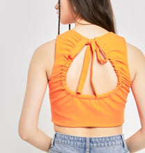 Load image into Gallery viewer, Orange Back Scrunchie Crop Tank Top