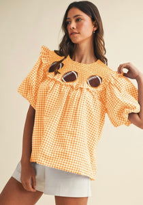Football Embroidery Smocking Blouse