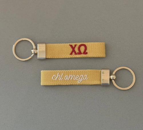 Chi Omega Embroidered Keychain
