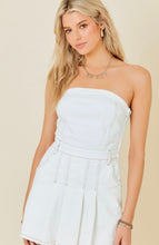 Load image into Gallery viewer, Off White Strapless Denim Romper