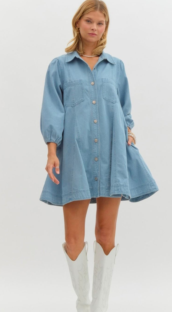 Light Denim Button Down Dress