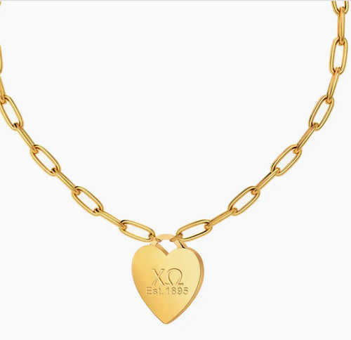 Chi Omega 16in Heart Necklace