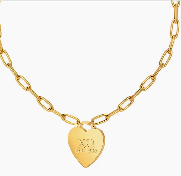 Chi Omega 16in Heart Necklace