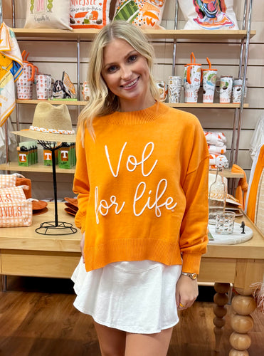 Vol For Life Embroidered Mock Neck Sweater