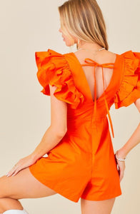 Sunkist V-Neck Romper w/ Ruffles