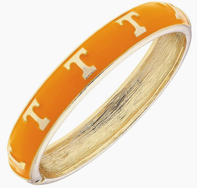 Orange Power T Hinged Bangle