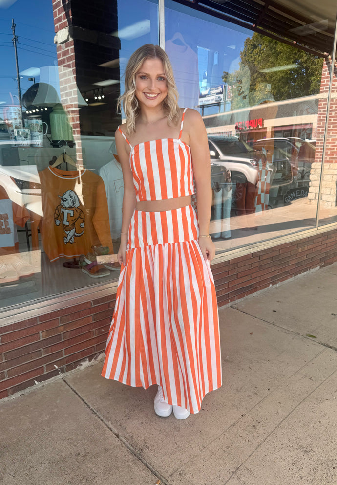 Striped Tank and Skirt Set