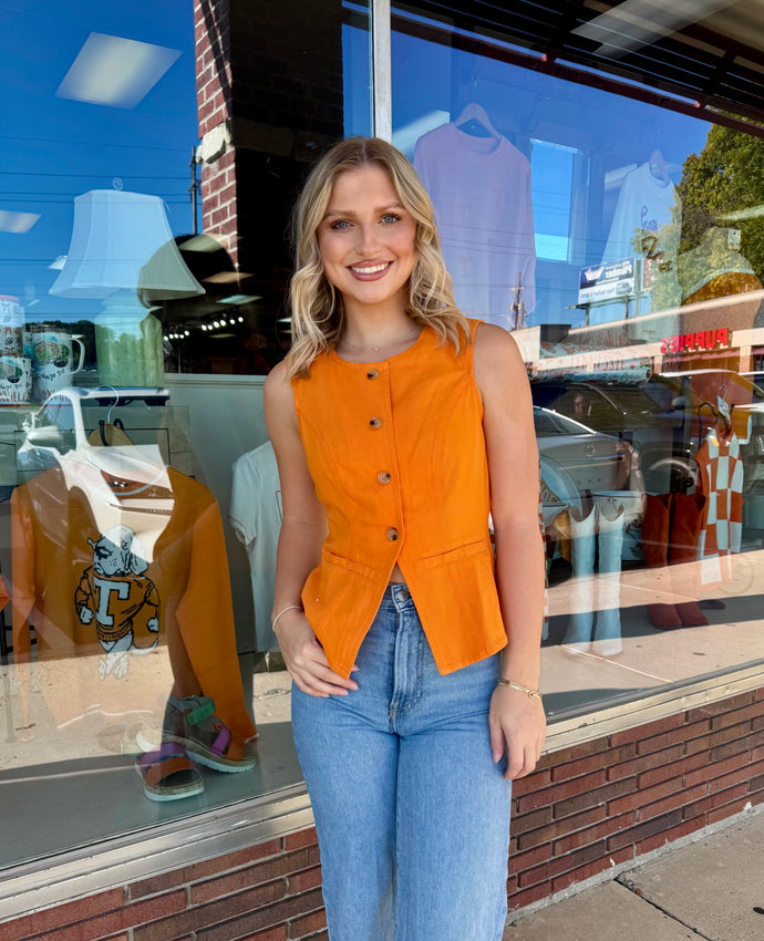 Orange Denim Vest