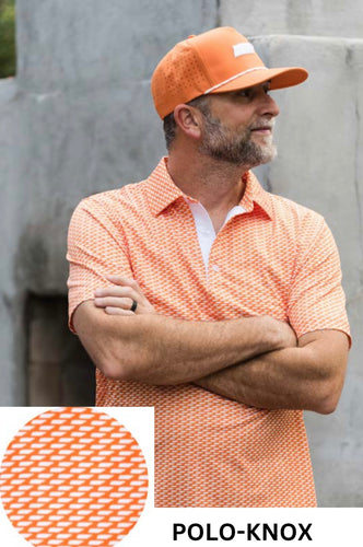 Men’s Orange and White State Short Sleeve Polo