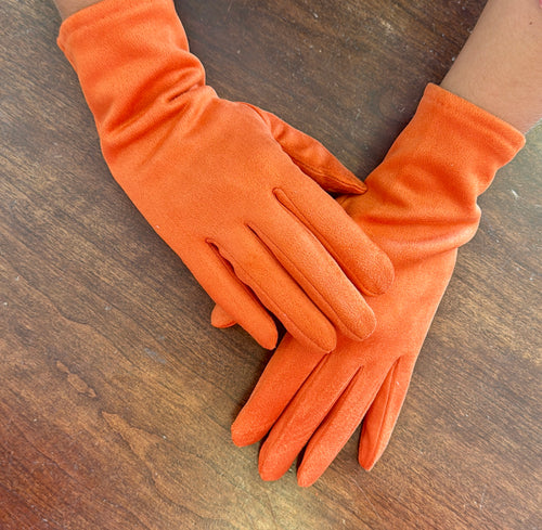 Orange Suede Gloves