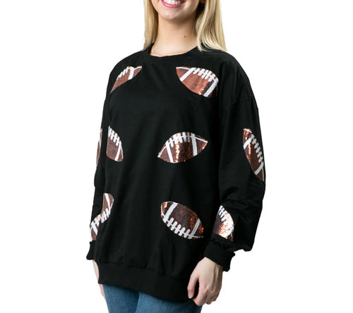 Black Football Sequin Sweatshirt