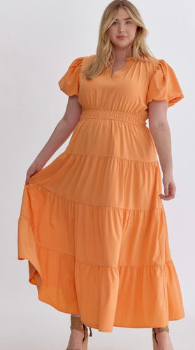 Curvy Girl Orange Maxi Dress