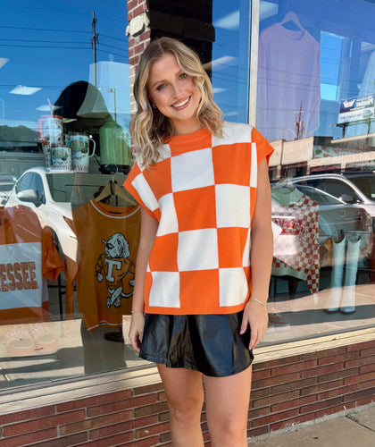 Checker Sleeveless Sweater