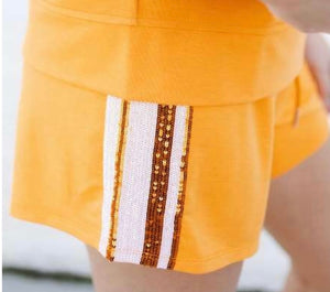 Lauren Orange and White Sequin Top and Short Set