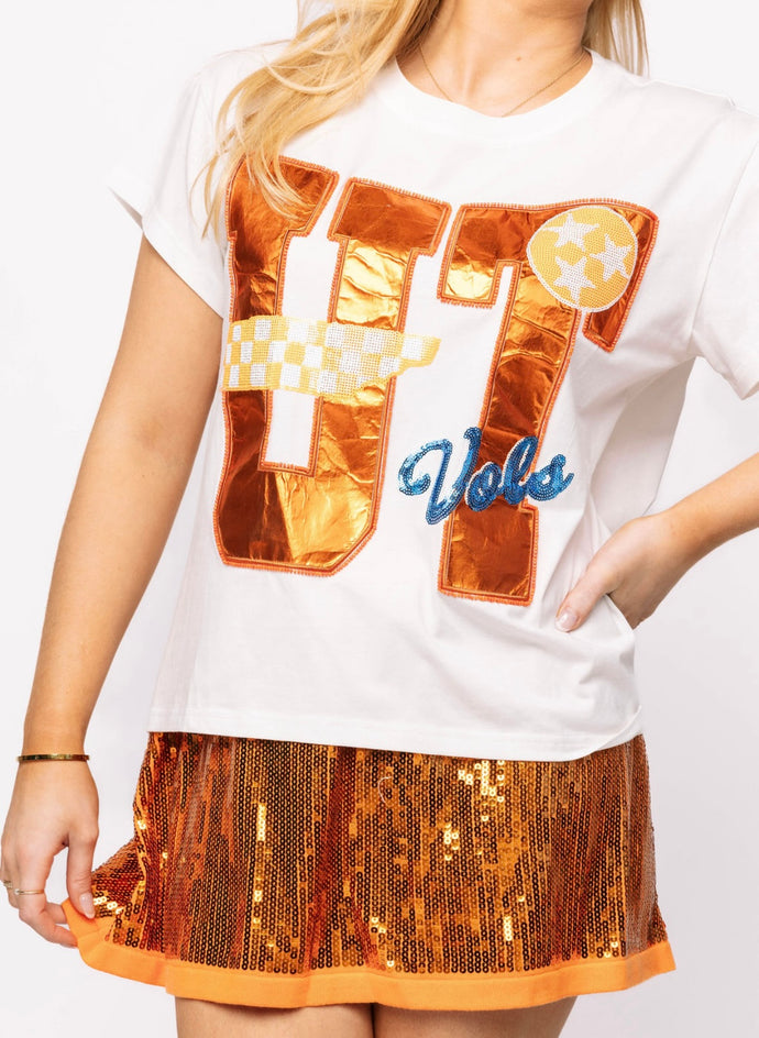 Queen of Sparkles Tennessee Icon Words Metallic Tee