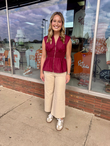 Burgundy Zip Top