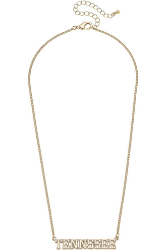 Tennessee Vols Varsity Outline Necklace in Shiny Gold