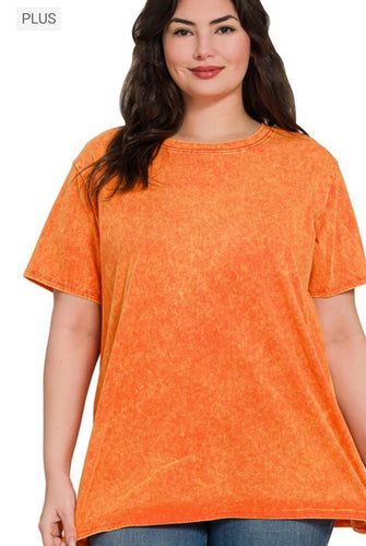 Curvy Girl Orange Mineral Washed Tee